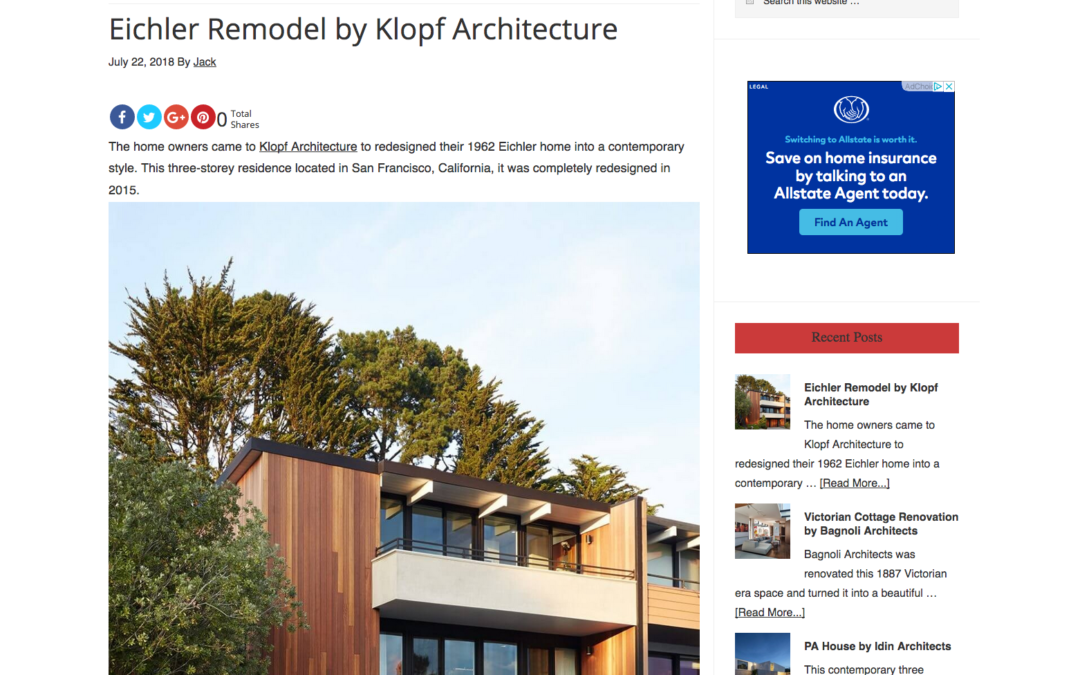 Arcidec features our San Francisco Eichler Remodel